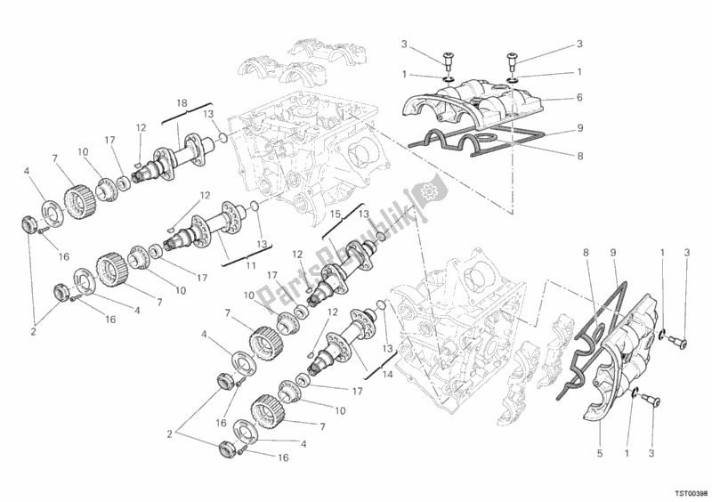 Alle onderdelen voor de Nokkenas van de Ducati Multistrada 1200 S Sport 2012